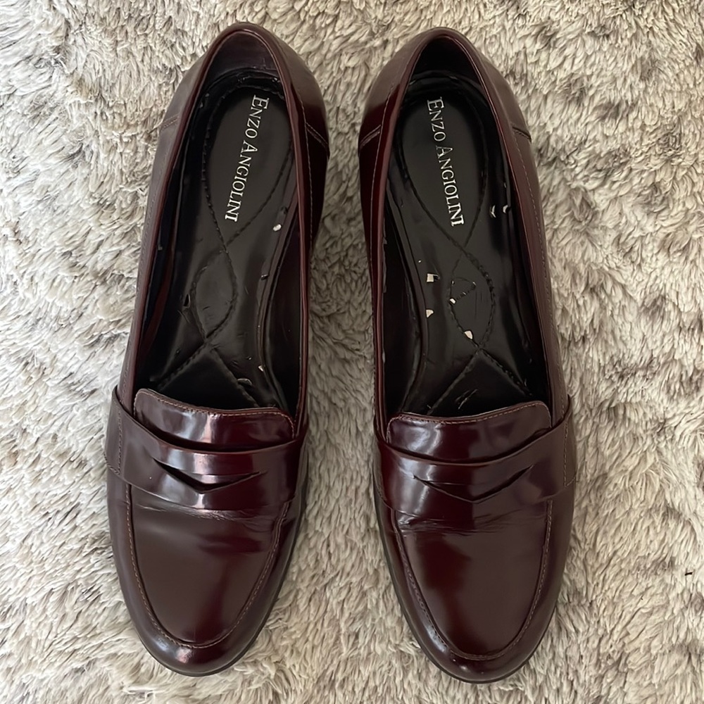 Enzo Angiolini Burgundy Penny Leather Loafers
